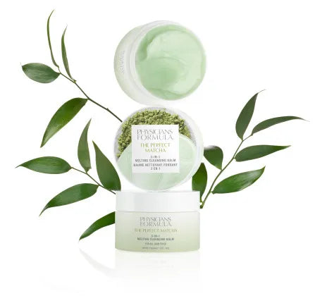 Physicians Formula product with green leaves on a white background