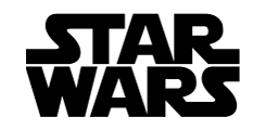 Black 'Star Wars' logo on a white background