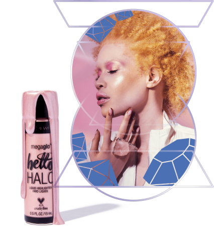 Pink hair product with a circular inset of a person with blonde hair.